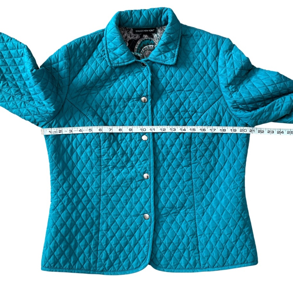 Briggs New York Quilted Aqua/Teal Jacket with Snap Closure Women’s Size Medium - Picture 11 of 12